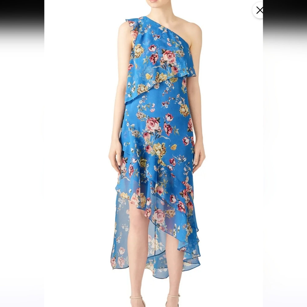 Slate & Willow S6 Blue One Shoulder Midi Dress